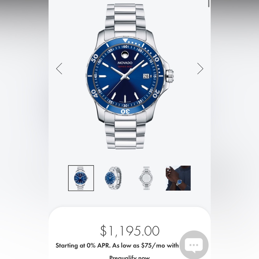 Movado series 800 watch with box